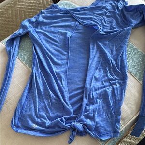 Lululemon Athletica Blue Asymmetrical Tie Front Blouse